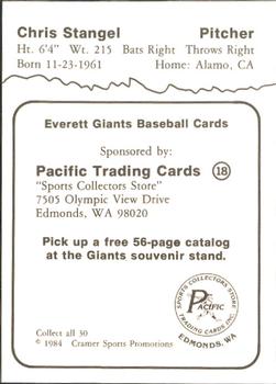1984 Cramer Everett Giants #18 Chris Stangel Back