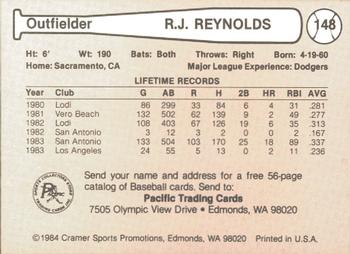 1984 Cramer Albuquerque Dukes #148 R.J. Reynolds Back