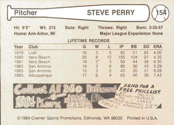 1984 Cramer Albuquerque Dukes #154 Steve Perry Back