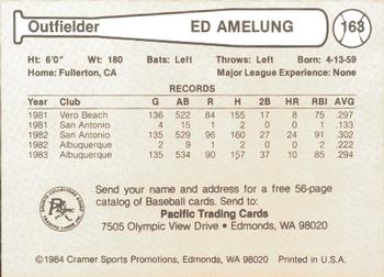 1984 Cramer Albuquerque Dukes #163 Ed Amelung Back