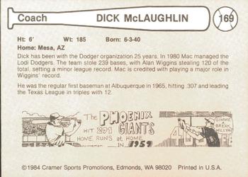 1984 Cramer Albuquerque Dukes #169 Dick McLaughlin Back