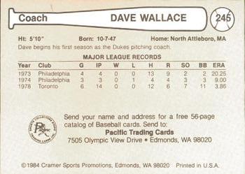 1984 Cramer Albuquerque Dukes #245 Dave Wallace Back