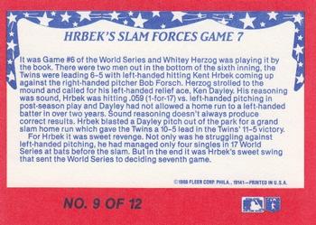 1988 Fleer - World Series #9 Hrbek's Slam Forces Game 7 Back
