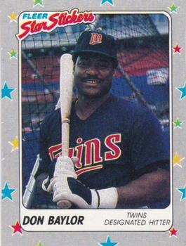 1988 Fleer Star Stickers - Wax Box Bottom Panels Singles #S-6 Don Baylor  Front