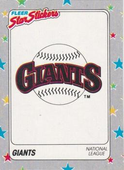 1988 Fleer Star Stickers - Wax Box Bottom Panels Singles #S-8 San Francisco Giants Logo Front