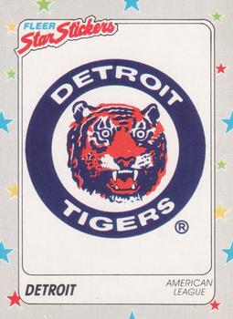 1988 Fleer Star Stickers - Wax Box Bottom Panels Singles #S-7 Detroit Tigers Logo Front
