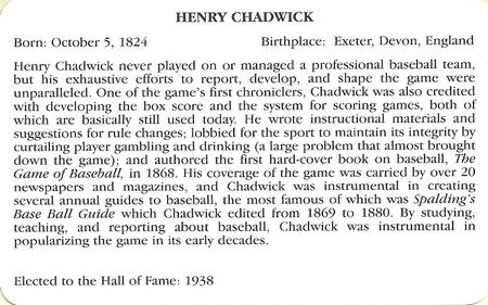 1995 Baseball's Hall of Famers Creating History #NNO Henry Chadwick Back