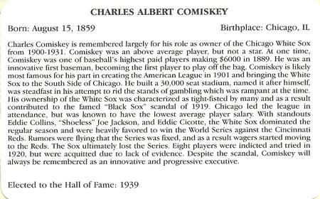 1995 Baseball's Hall of Famers Creating History #NNO Charles Comiskey Back