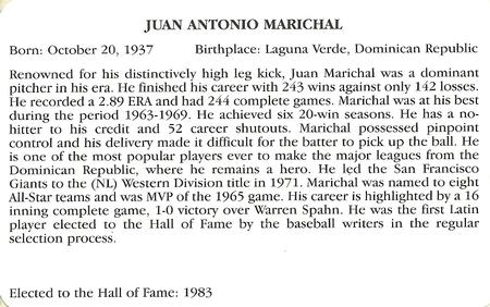 1995 Baseball's Hall of Famers Creating History #NNO Juan Marichal Back