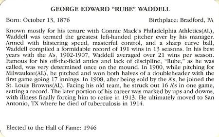1995 Baseball's Hall of Famers Creating History #NNO Rube Waddell Back