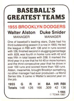 1987 TCMA 1955 Brooklyn Dodgers #1 Duke Snider /  Walter Alston Back