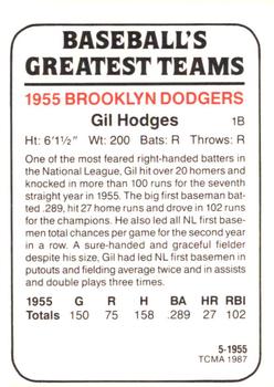 1987 TCMA 1955 Brooklyn Dodgers #5 Gil Hodges Back
