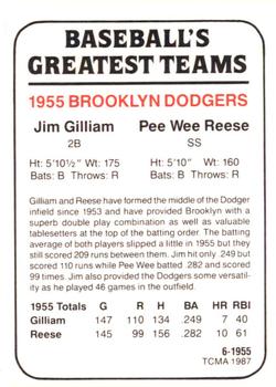 1987 TCMA 1955 Brooklyn Dodgers #6 Pee Wee Reese /  Jim Gilliam Back