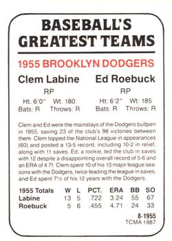 1987 TCMA 1955 Brooklyn Dodgers #8 Ed Roebuck /  Clem Labine Back