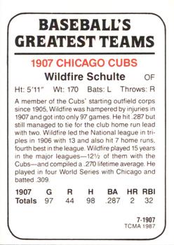 1987 TCMA 1907 Chicago Cubs #7 Frank Schulte Back