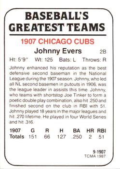 1987 TCMA 1907 Chicago Cubs #9 Johnny Evers Back