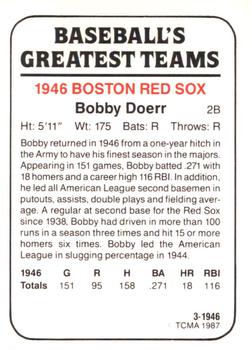 1987 TCMA 1946 Boston Red Sox #3 Bobby Doerr Back
