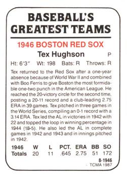 1987 TCMA 1946 Boston Red Sox #8 Tex Hughson Back