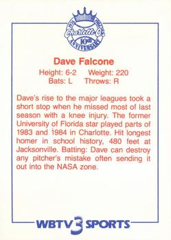 1986 WBTV Charlotte O's #NNO Dave Falcone Back