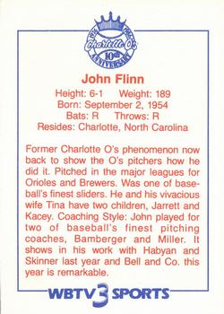 1986 WBTV Charlotte O's #NNO John Flinn Back