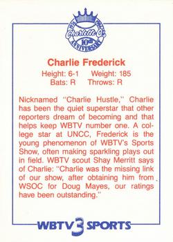 1986 WBTV Charlotte O's #NNO Charlie Frederick Back