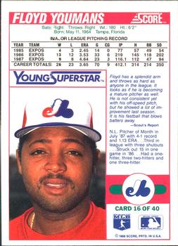 1988 Score Young Superstars Series II #16 Floyd Youmans Back