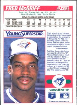 1988 Score Young Superstars Series II #28 Fred McGriff Back