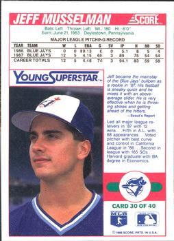 1988 Score Young Superstars Series II #30 Jeff Musselman Back