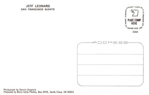 1983 Barry Colla Postcards #2383 Jeff Leonard Back