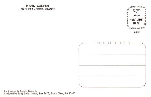 1983 Barry Colla Postcards #2483 Mark Calvert Back