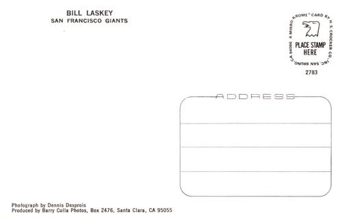 1983 Barry Colla Postcards #2783 Bill Laskey Back