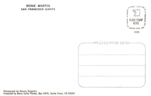 1983 Barry Colla Postcards #3083 Renie Martin Back