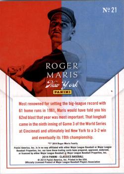 2014 Panini Classics - Home Run Heroes #21 Roger Maris Back