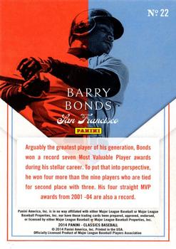 2014 Panini Classics - Home Run Heroes #22 Barry Bonds Back