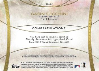 2014 Topps Supreme - Simply Supreme Autographs #SSU-GC Garin Cecchini Back