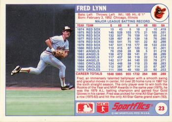 1988 Sportflics #23 Fred Lynn Back
