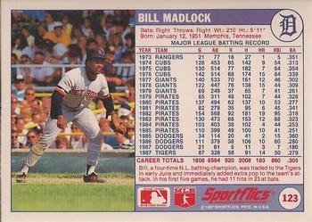 1988 Sportflics #123 Bill Madlock Back