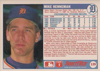1988 Sportflics #129 Mike Henneman Back