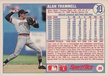 1988 Sportflics #25 Alan Trammell Back