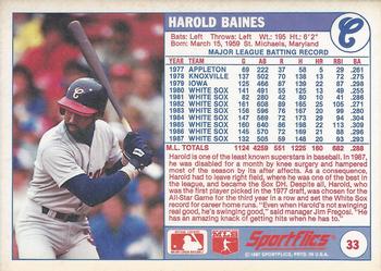 1988 Sportflics #33 Harold Baines Back