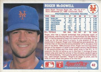 1988 Sportflics #42 Roger McDowell Back