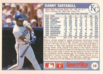 1988 Sportflics #19 Danny Tartabull Back