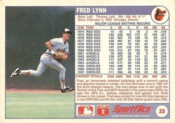 1988 Sportflics #23 Fred Lynn Back