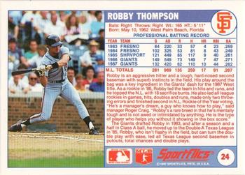 1988 Sportflics #24 Robby Thompson Back