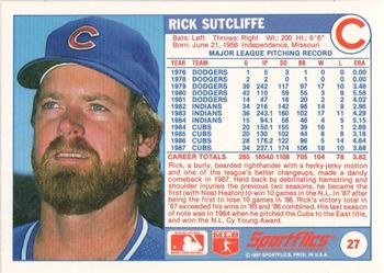 1988 Sportflics #27 Rick Sutcliffe Back