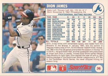 1988 Sportflics #36 Dion James Back