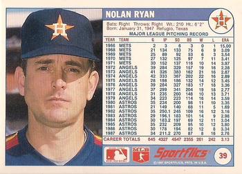 1988 Sportflics #39 Nolan Ryan Back
