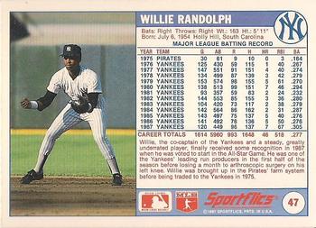 1988 Sportflics #47 Willie Randolph Back