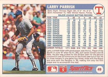 1988 Sportflics #49 Larry Parrish Back