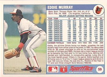 1988 Sportflics #59 Eddie Murray Back